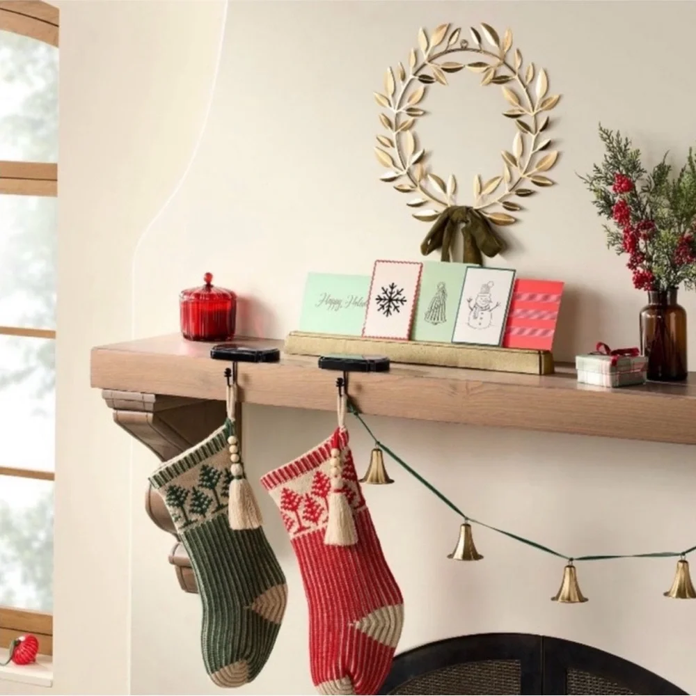 Hearth & Hand with Magnolia Decorative Brass Leaf Christmas Wreath Velvet Bow
